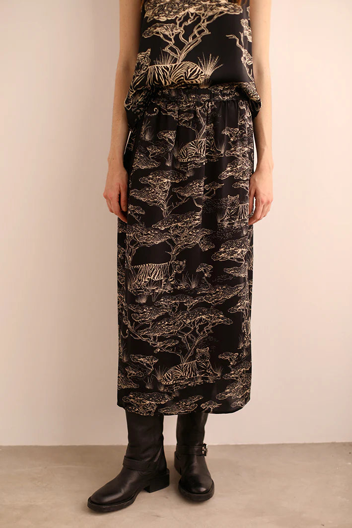 SILK SKIRT SAFARI BLACK