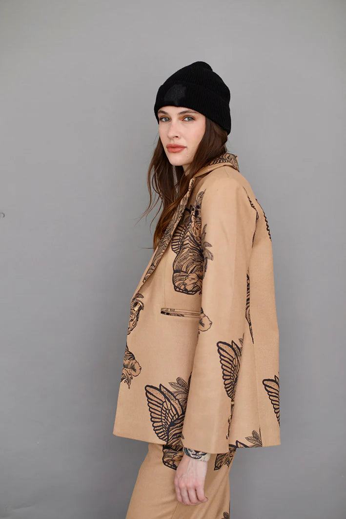 WOOL BLAZER TOILE DE JOUY BEIGE