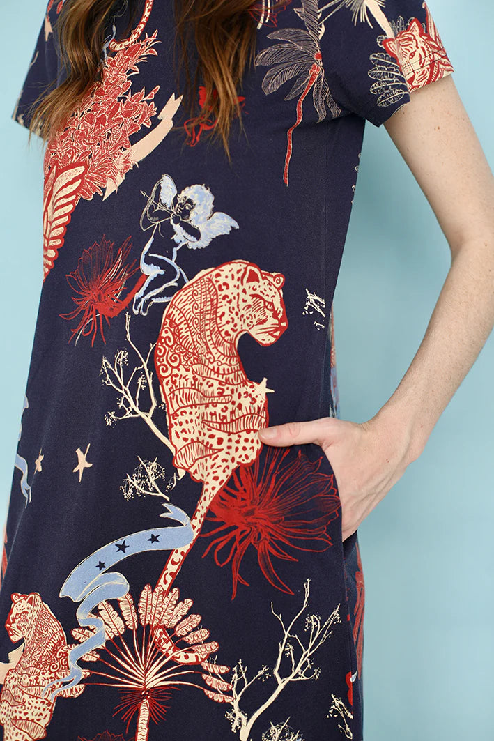 JERSEY LONG DRESS TOILE DE JOUY BLUE