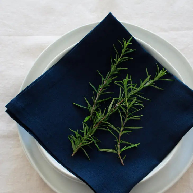 Navy Linen Napkins - Set of 4