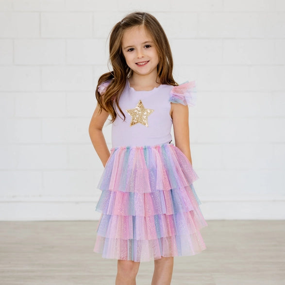 Leah Layered Tutu Dress-Purple Multi 3