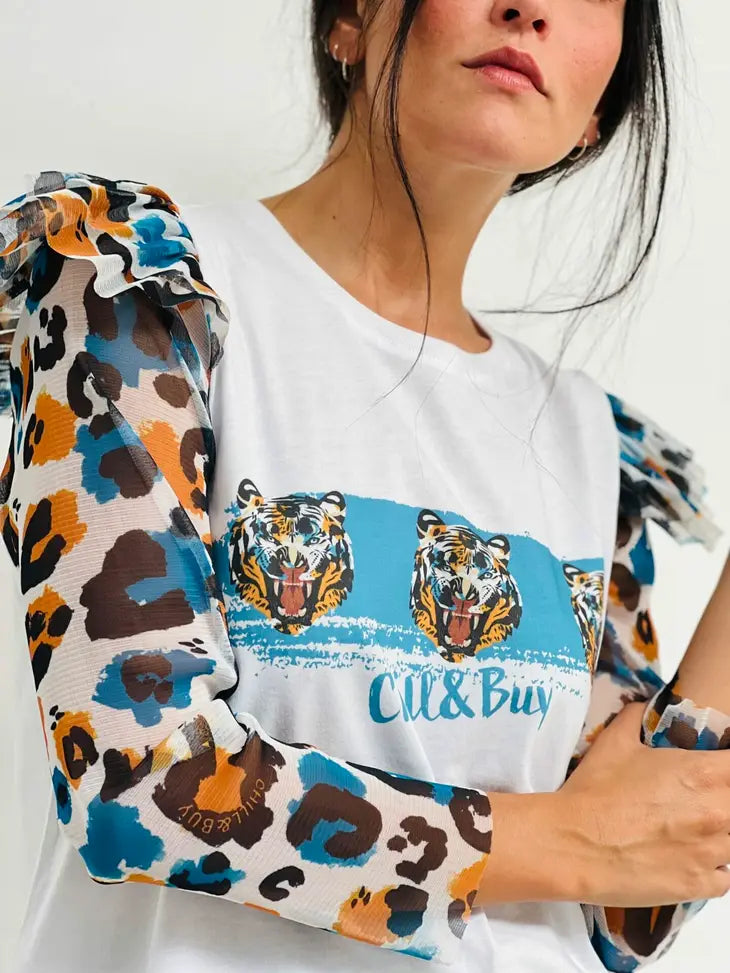 Valencia Tiger Face T-Shirt A Whiteprint