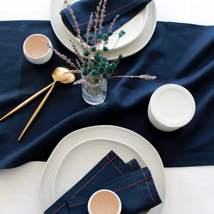 Navy Linen Table Runner