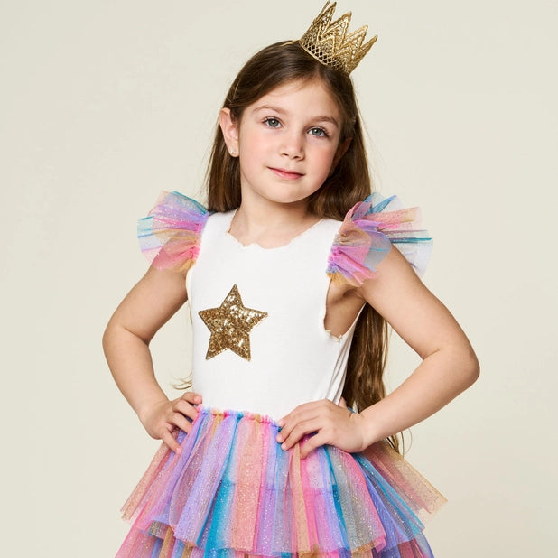 Leah Layered Tutu Dress-White Multi 3