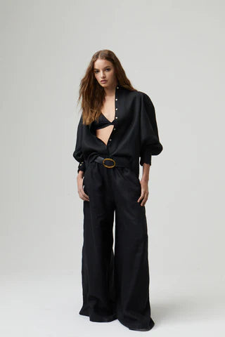 Cape linen Pants- Black