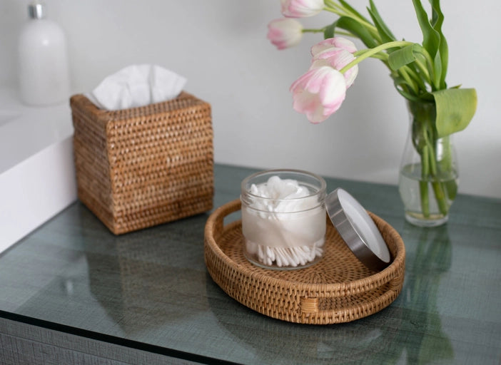 Artifacts Rattan Column Tissue Box Cover