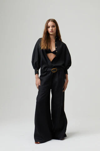 Cape linen Pants- Black