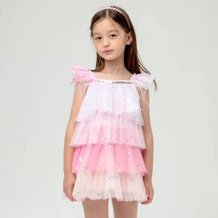 4 Layered Tutu Dress- Pink