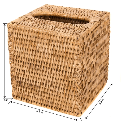 Artifacts Rattan Column Tissue Box Cover