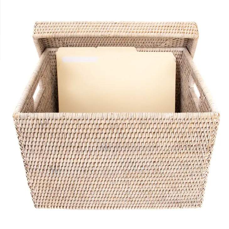 Rattan Storage Box with Lid - Letter File