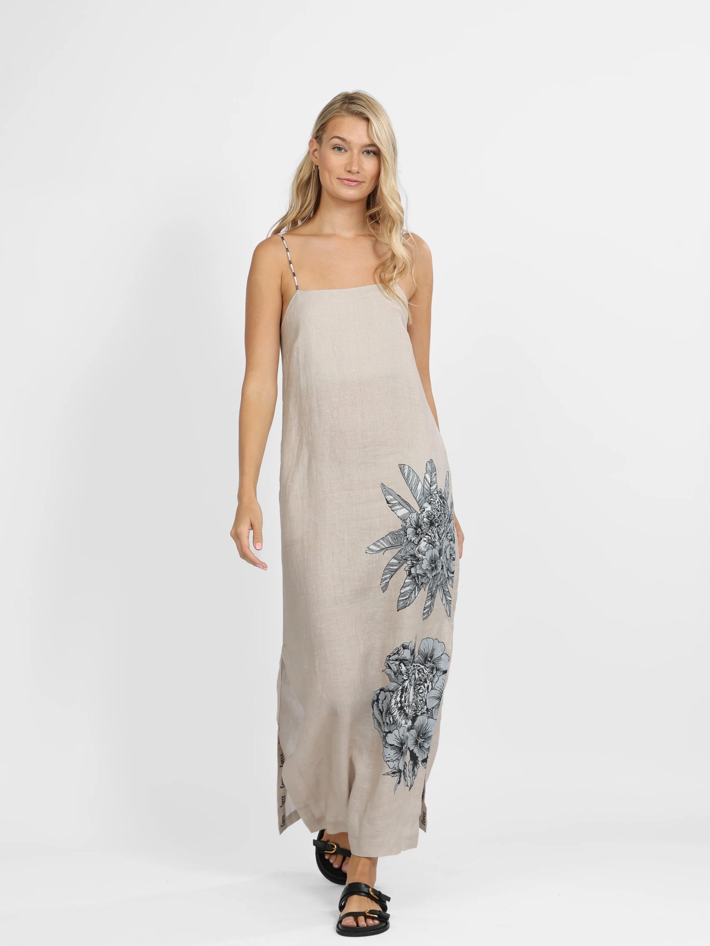 LONG DRESS TIGER BLOOM BEIGE