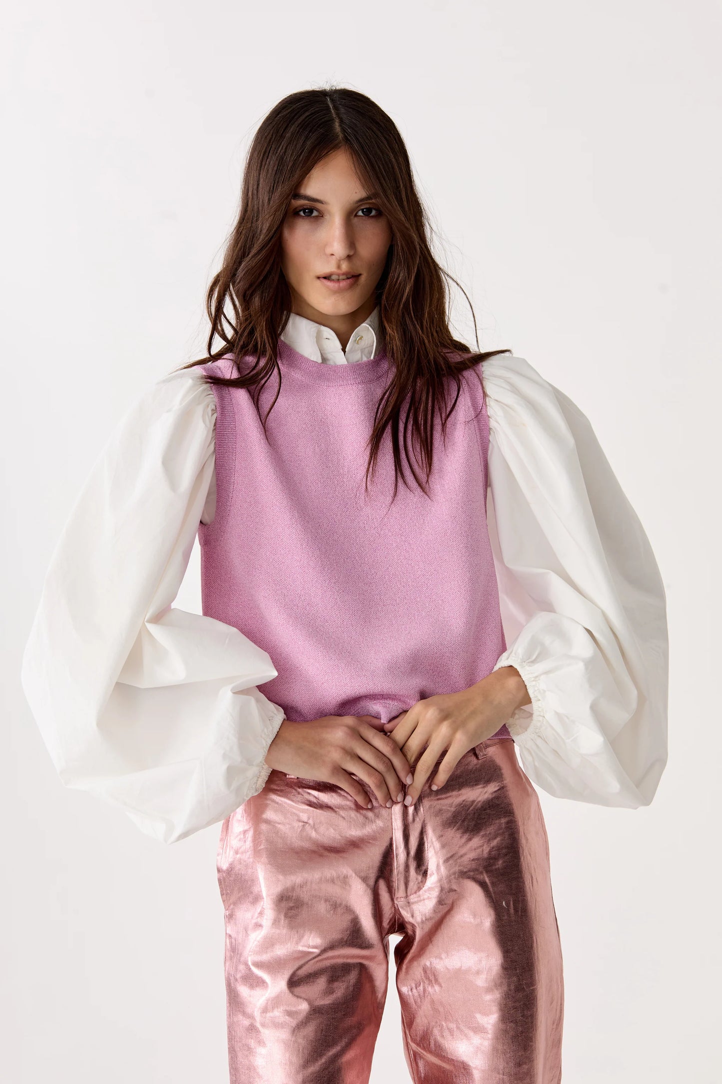 GLITTER KNITTED TOP - PINK