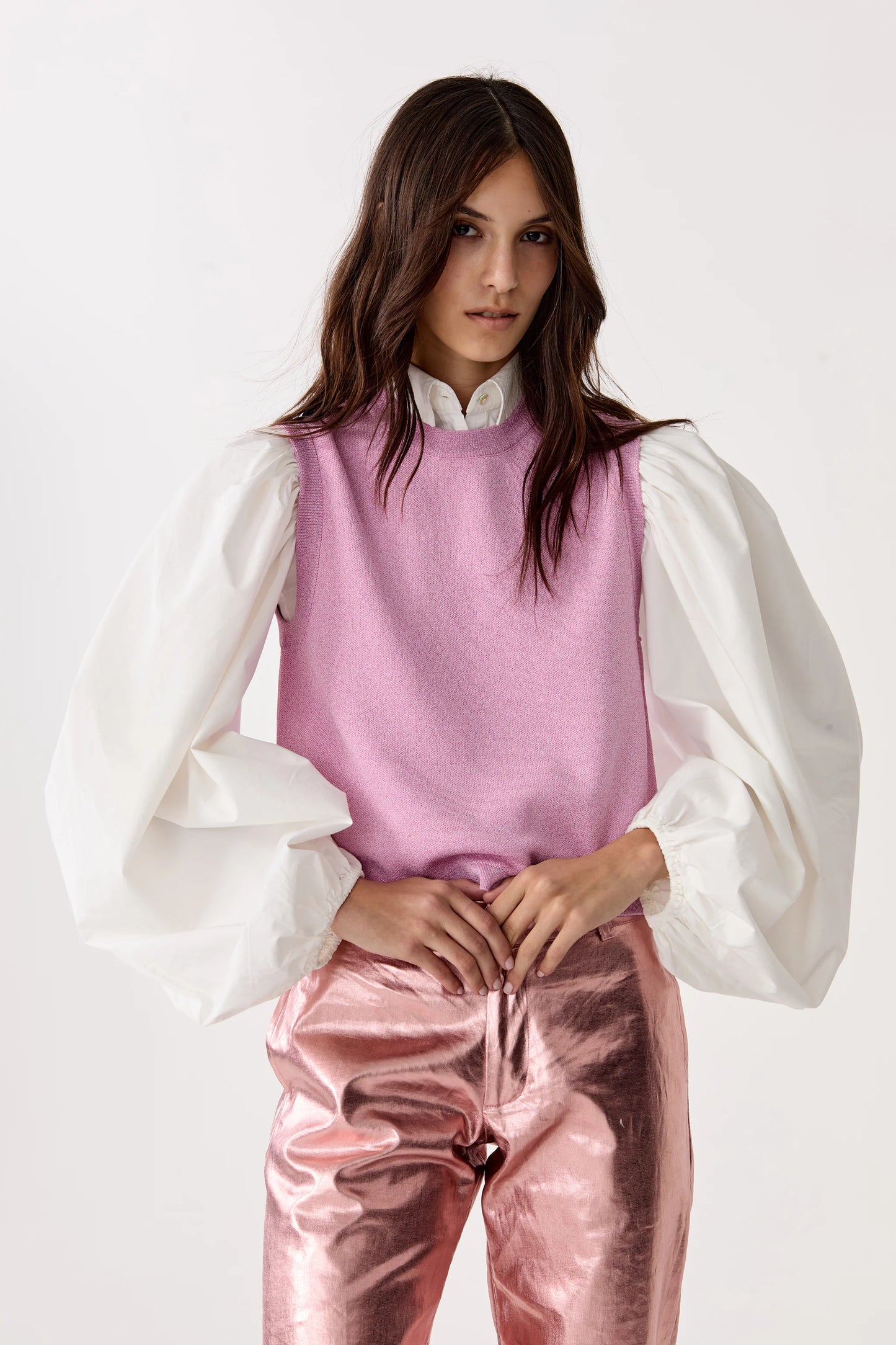 GLITTER KNITTED TOP - PINK