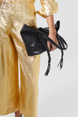 Metallic Linen Pants - Gold