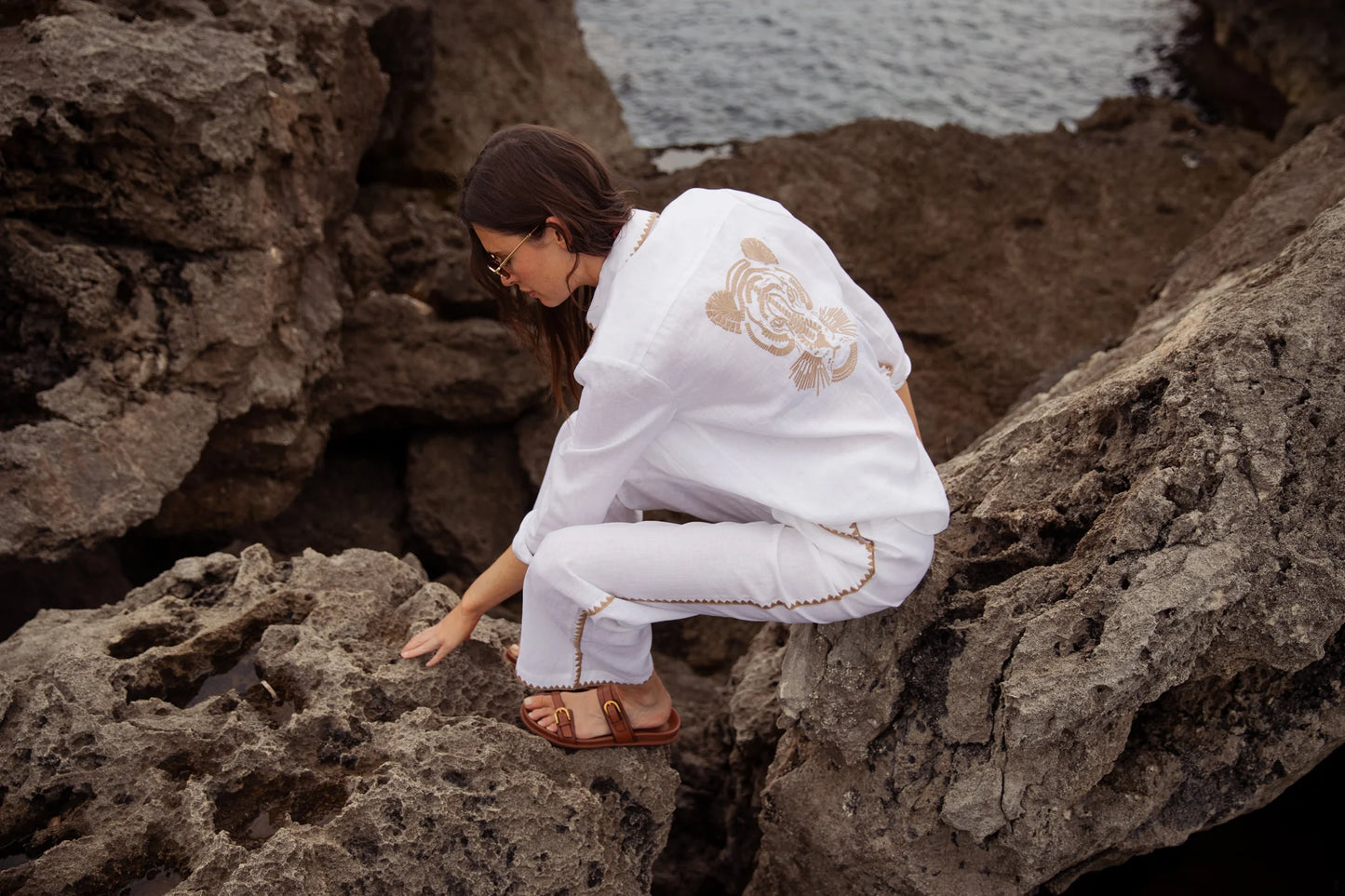LINEN SHIRT MOSAICO EMBROIDERED