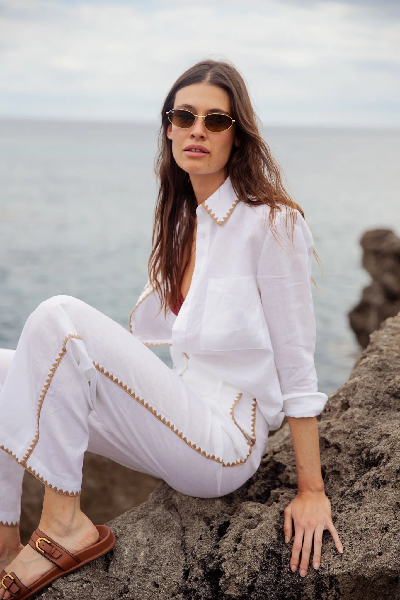 LINEN SHIRT MOSAICO EMBROIDERED
