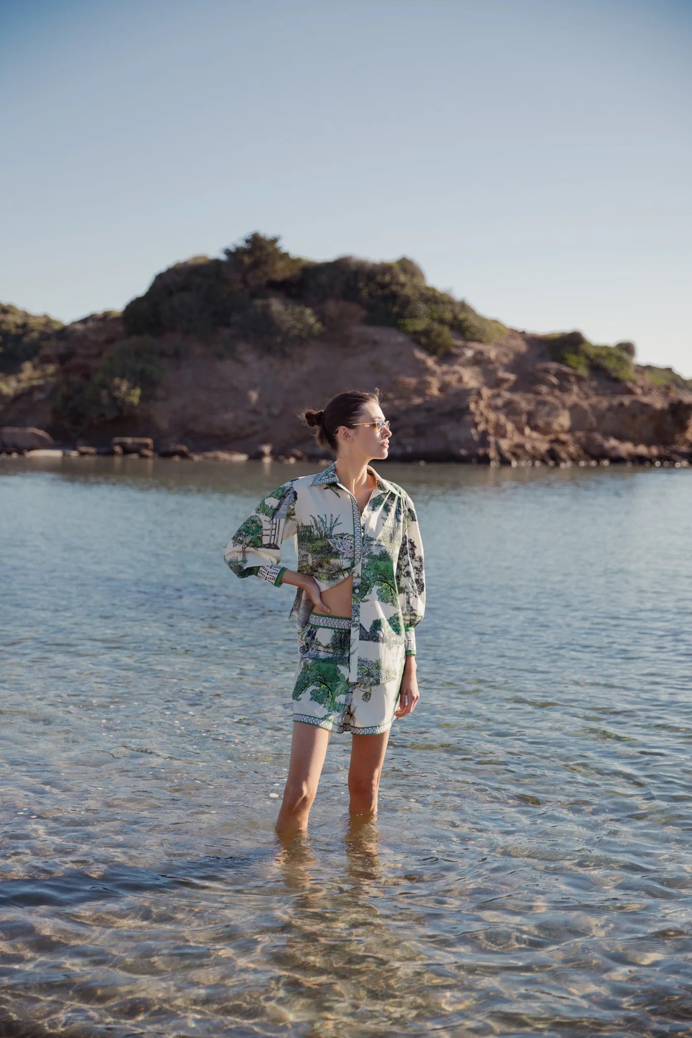 POPLIN SHIRT THAILAND WHITE AND GREEN
