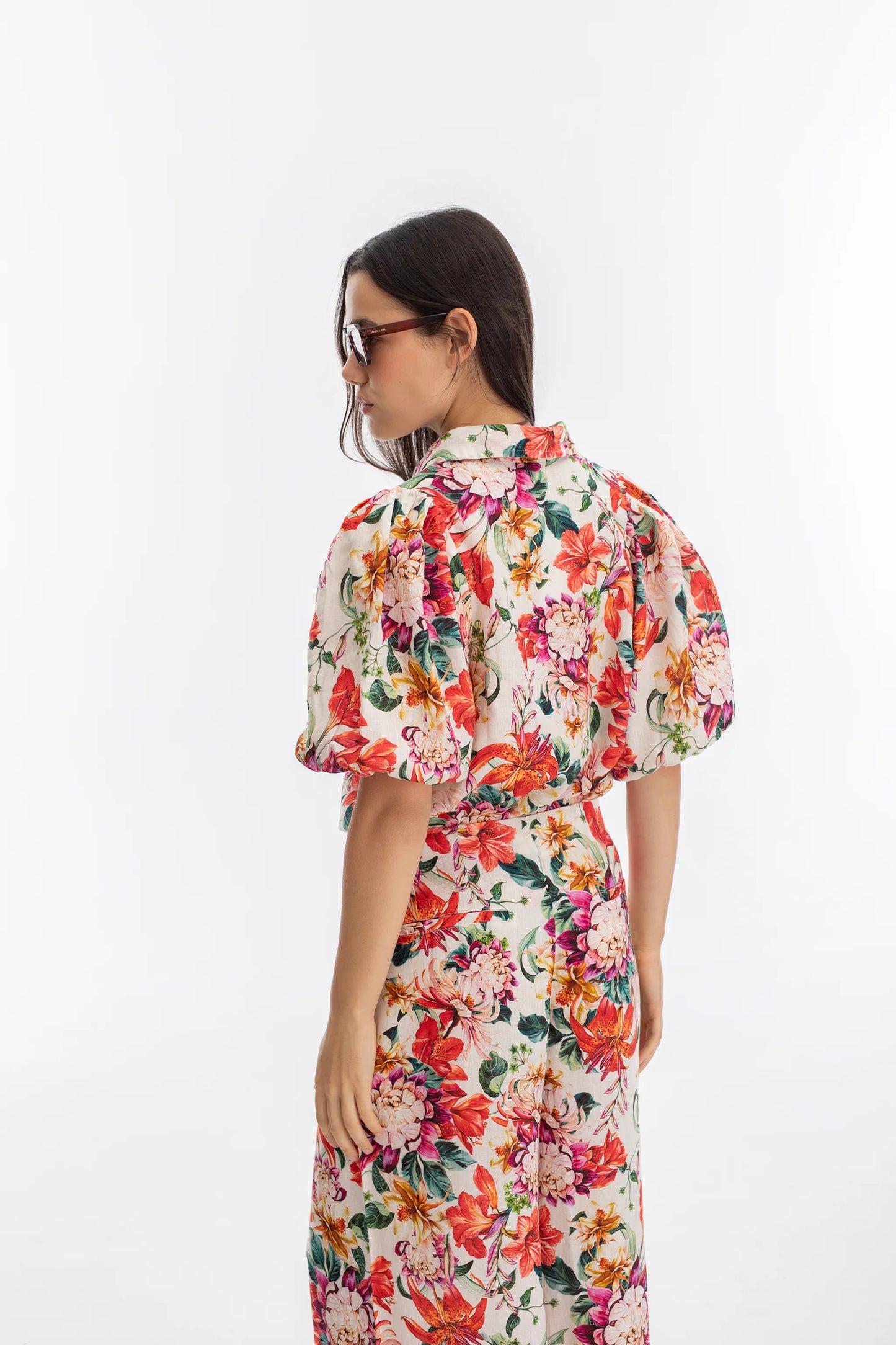 ANGEL LINEN SHIRT - FULL BLOOM PRINT