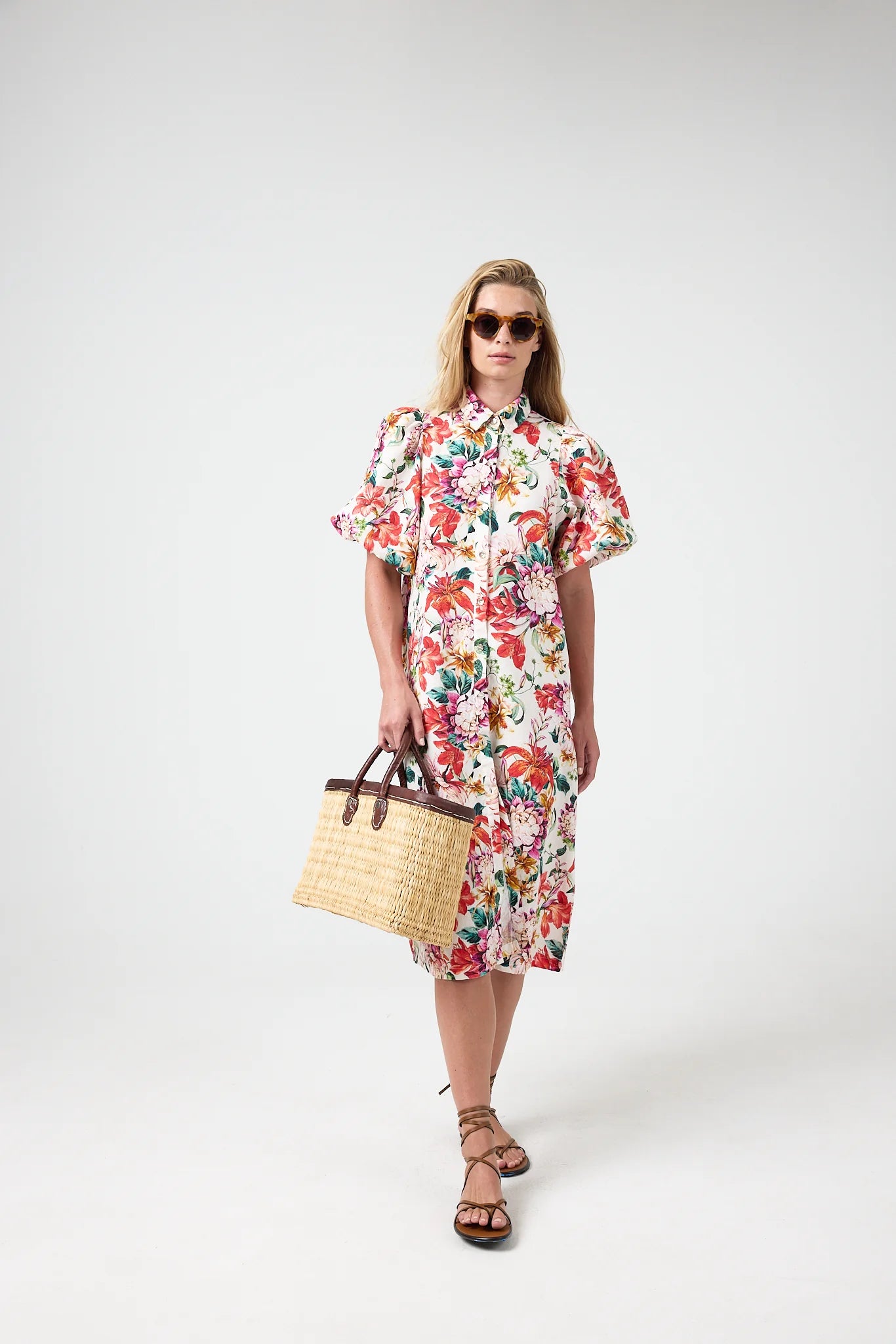 ANGEL LINEN DRESS - FULL BLOOM PRINT
