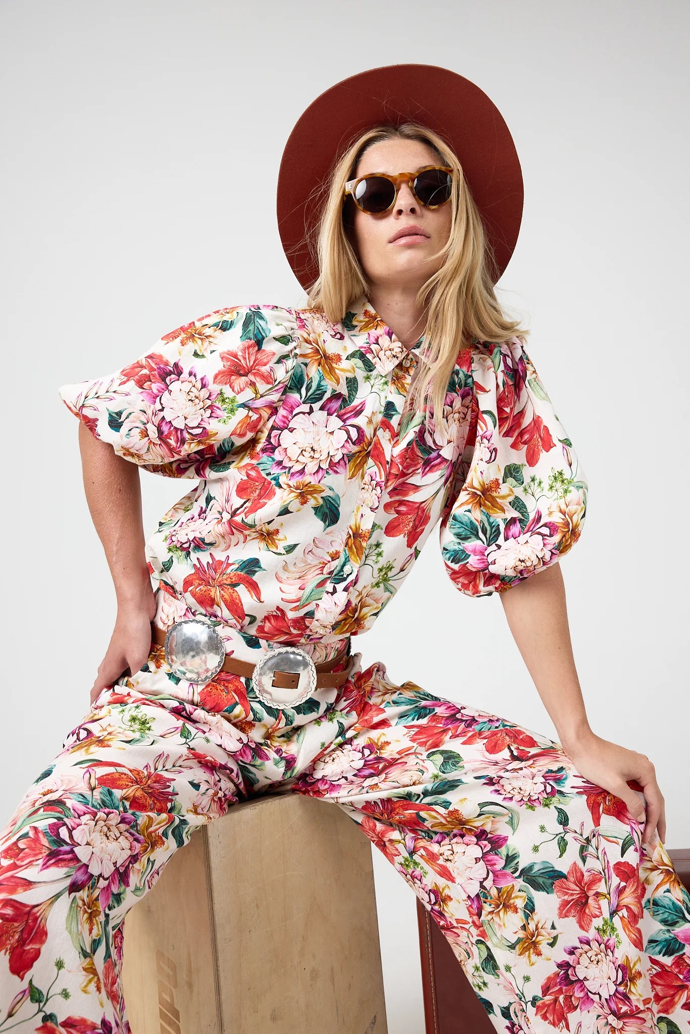 ANGEL LINEN SHIRT - FULL BLOOM PRINT