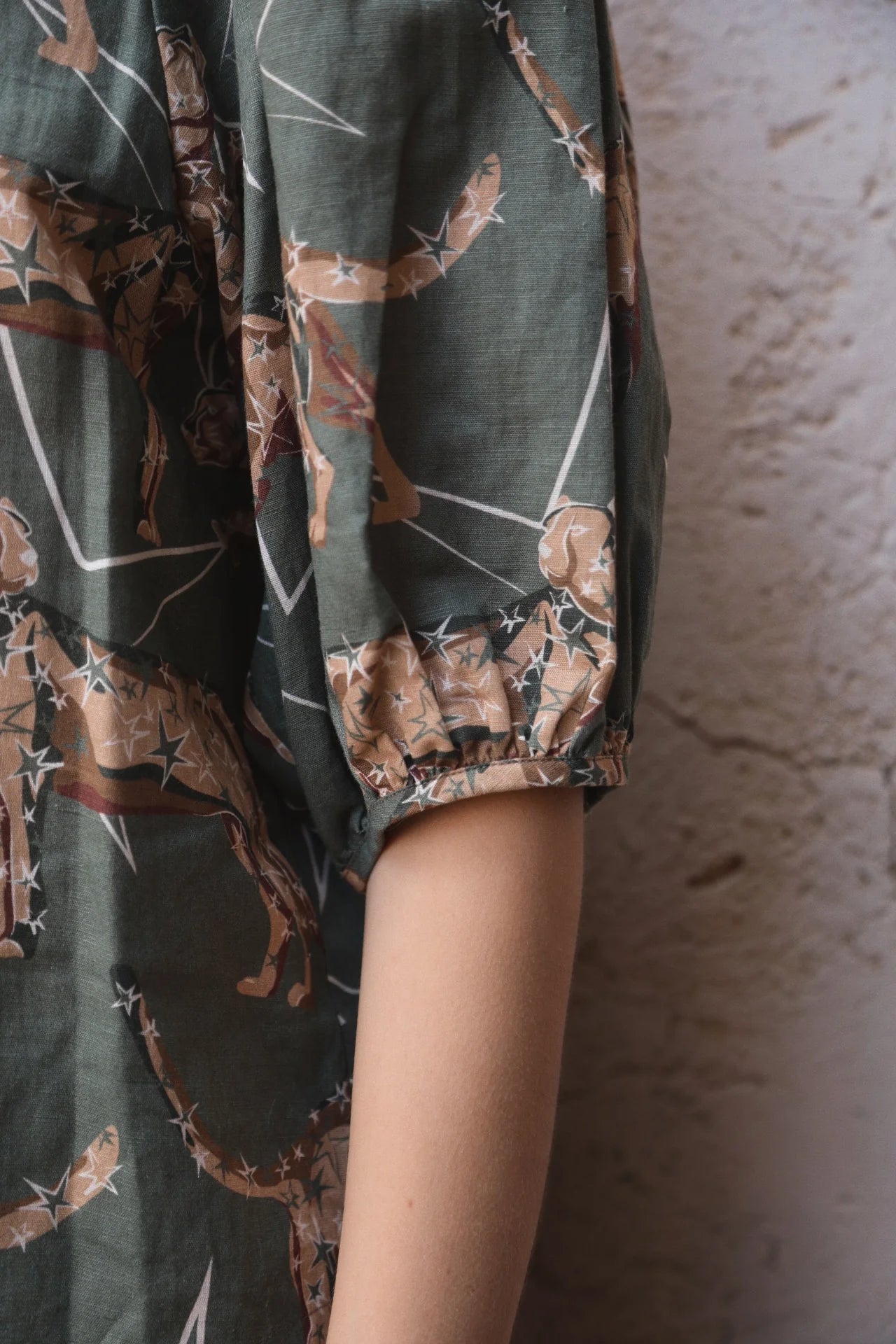 BALLOON SHIRT LEOPARD STAR GREEN