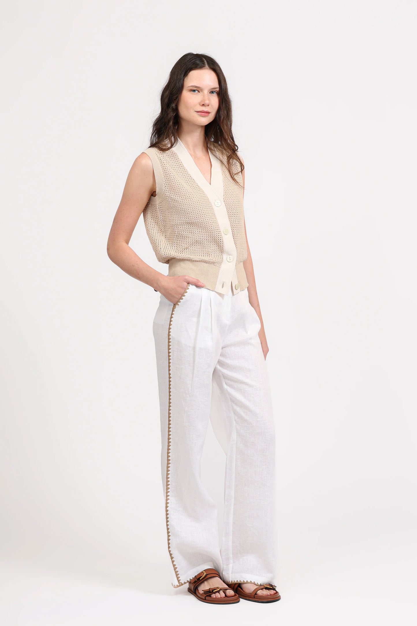 LINEN PANT MOSAICO EMBROIDERED