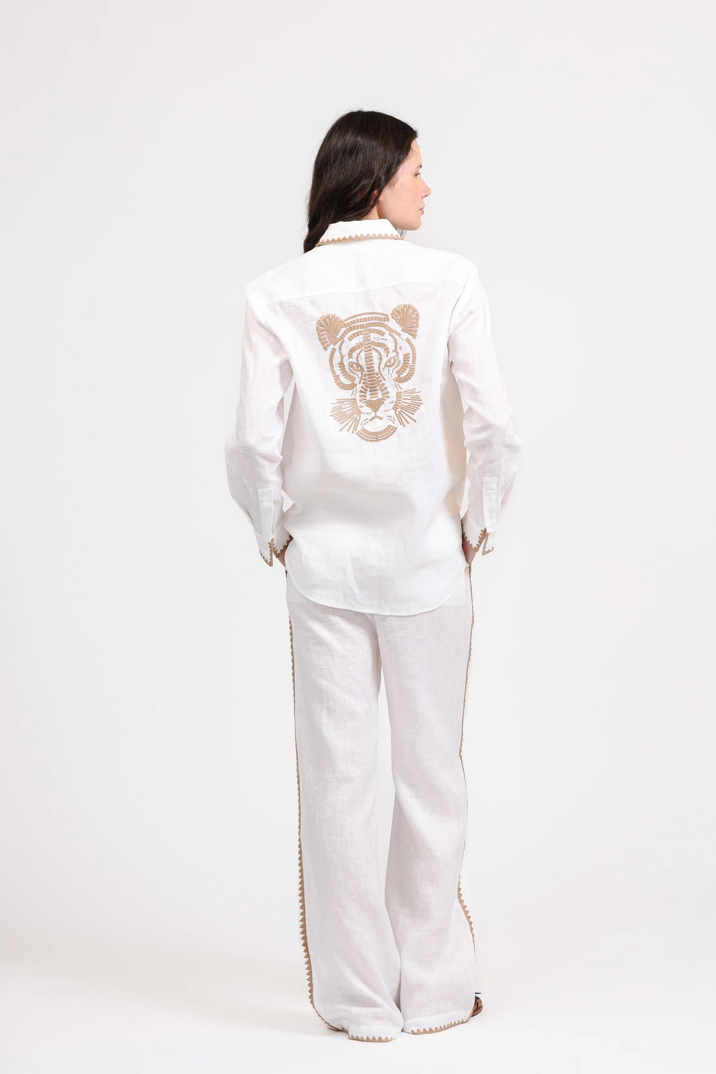 LINEN SHIRT MOSAICO EMBROIDERED