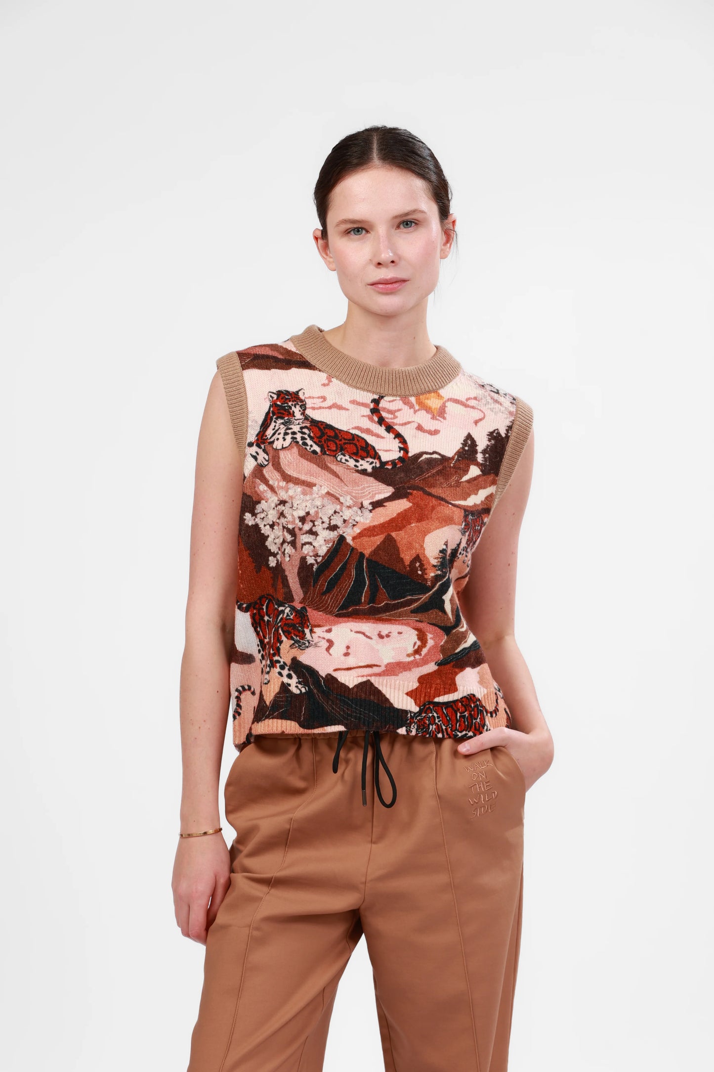 VEST SNOW LEOPARD BROWN