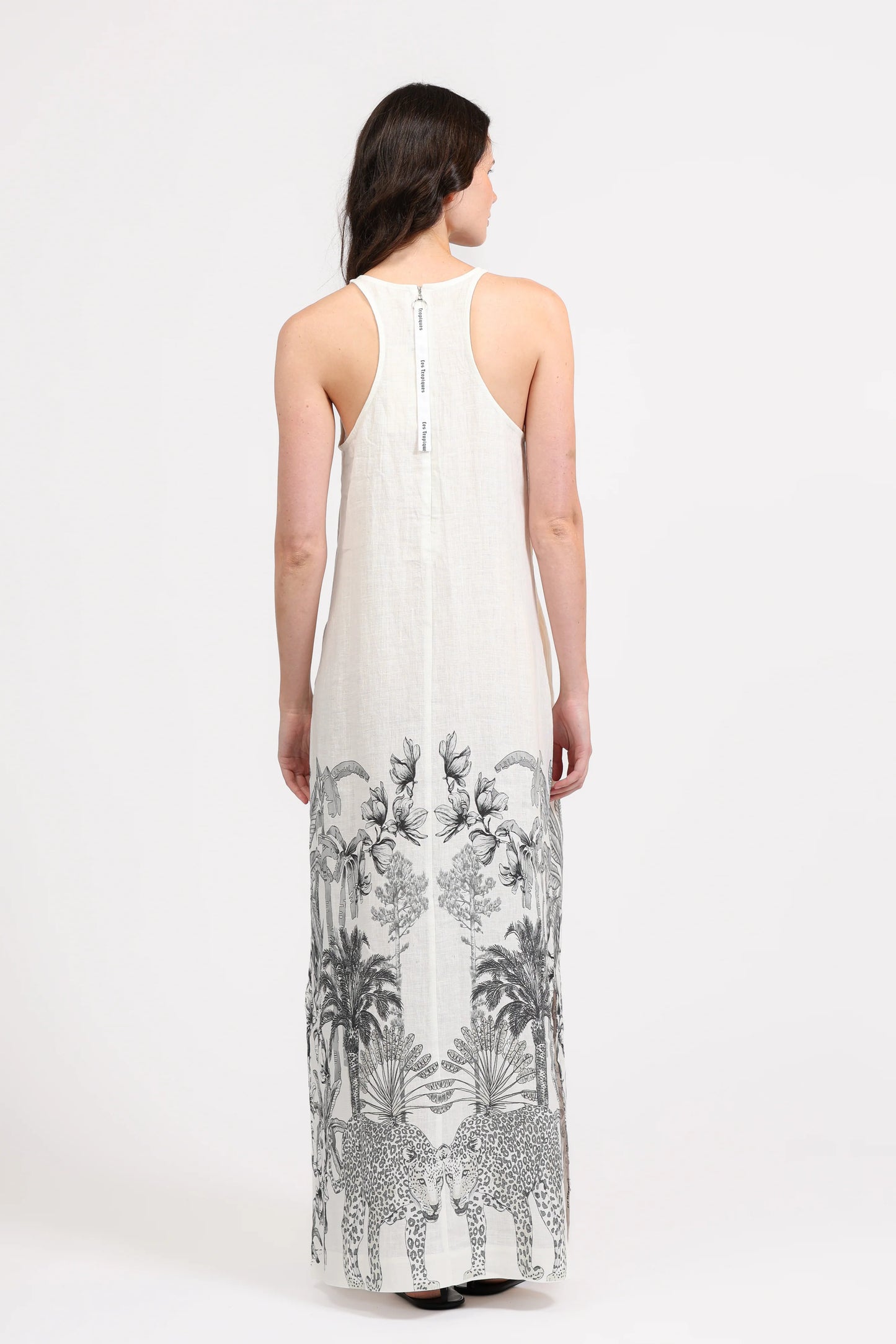 LINEN LONG DRESS TROPIQUE WHITE