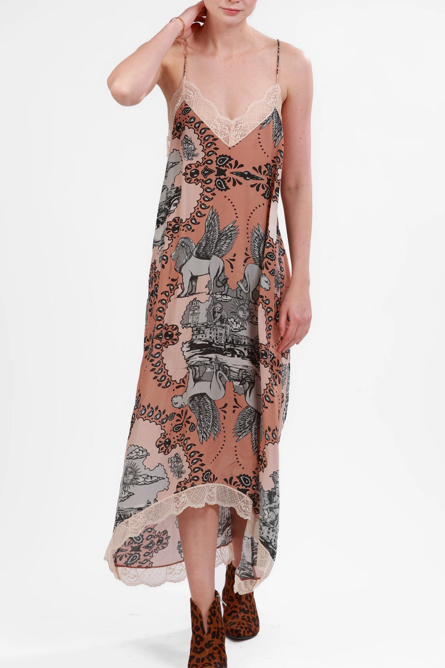 SILK DRESS ITALIAN COAST ROSE