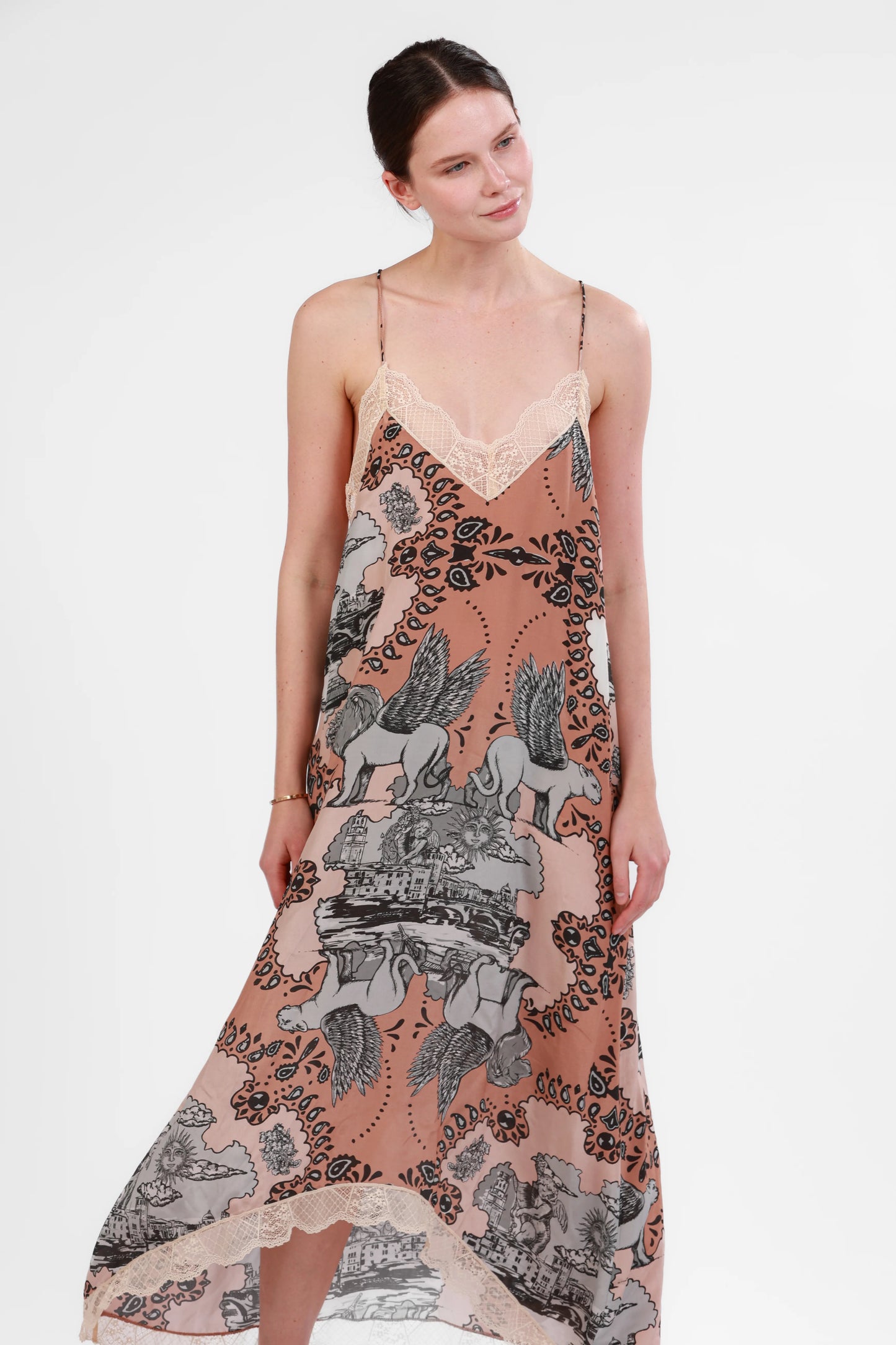 SILK DRESS ITALIAN COAST ROSE