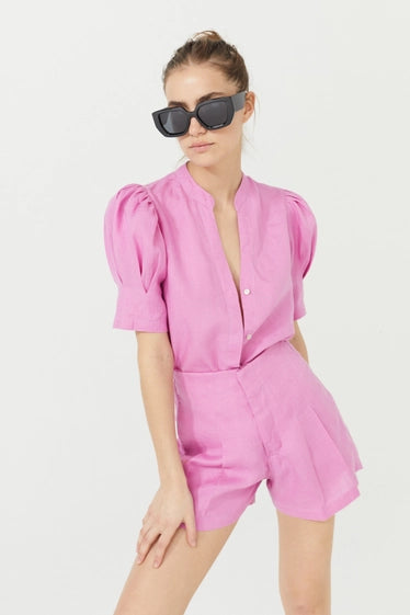Athina Linen Shirt - Petunia Pink
