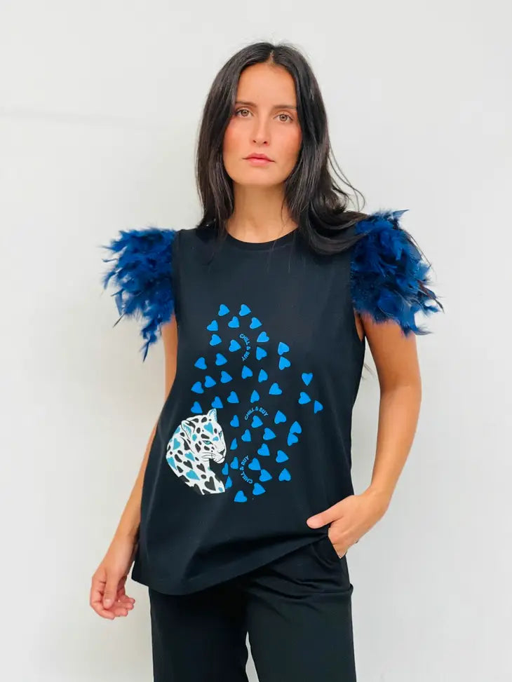 Valencia Tiger Hearts Feathers T-Shirt