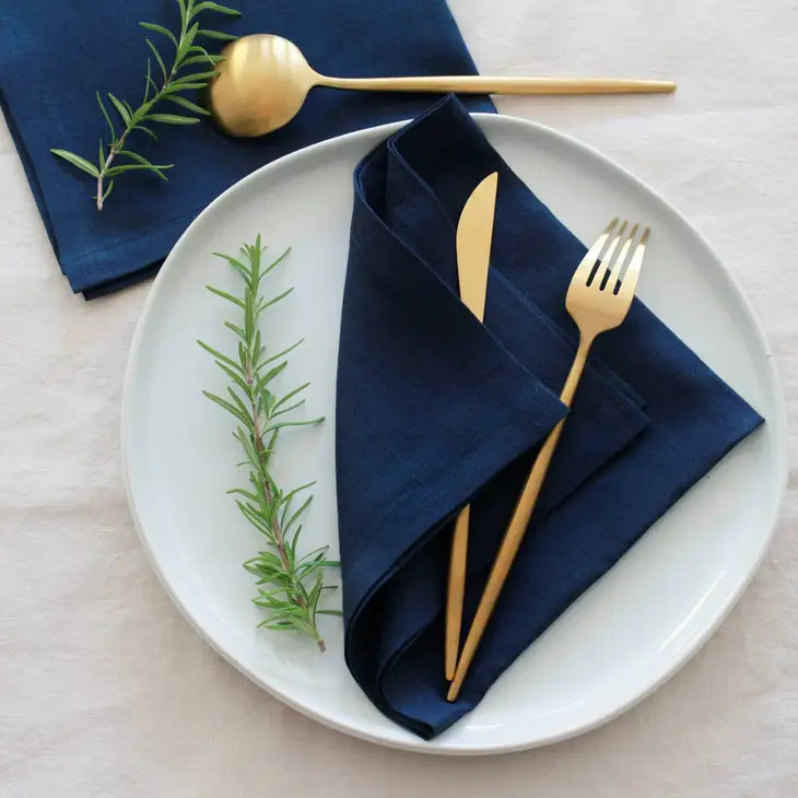 Navy Linen Napkins - Set of 4