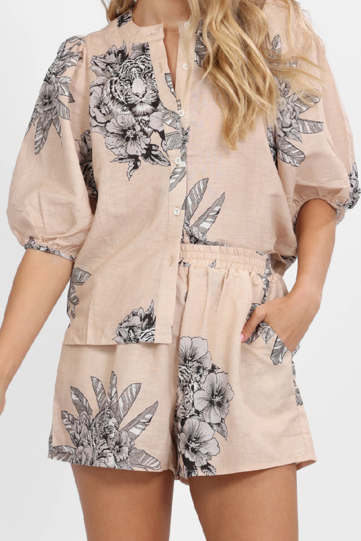 BALLOON SHIRT TIGER BLOOM BEIGE