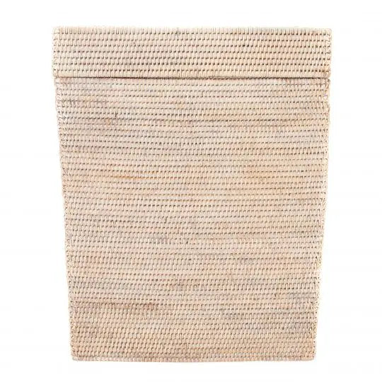 Rattan Rectangular Hamper with Hinged Lid- White Wash