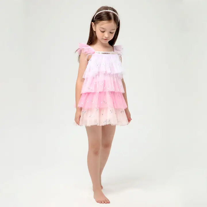 4 Layered Tutu Dress- Pink