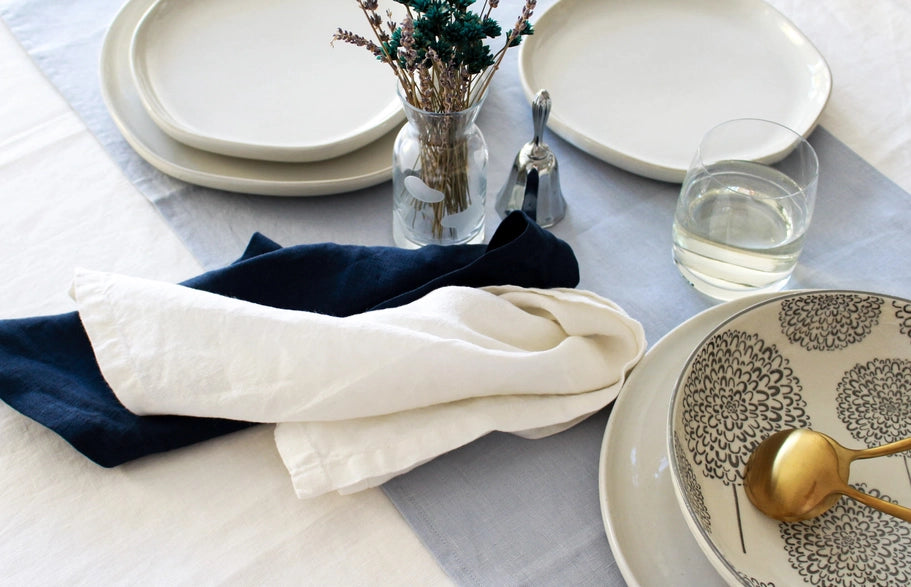 Sky Blue Linen Table Runner