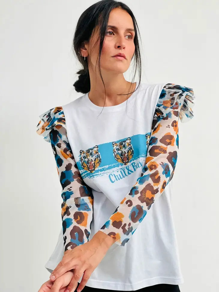 Valencia Tiger Face T-Shirt A Whiteprint