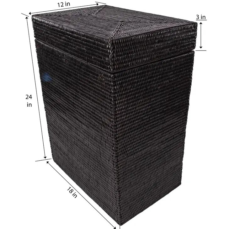 Rattan Rectangular Hamper with Hinged Lid- Honey Brown