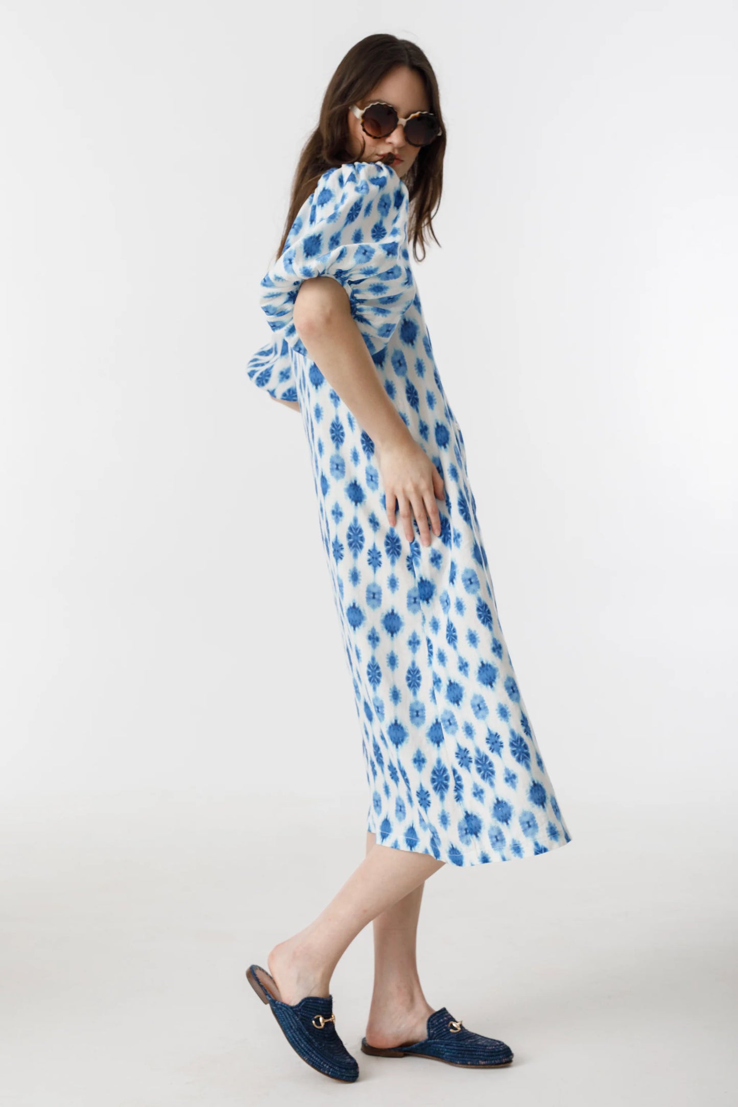 ANGEL LINEN DRESS - HAMPTONS PRINT