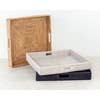 Rattan Square Serving/Ottoman Tray- Honey Brown