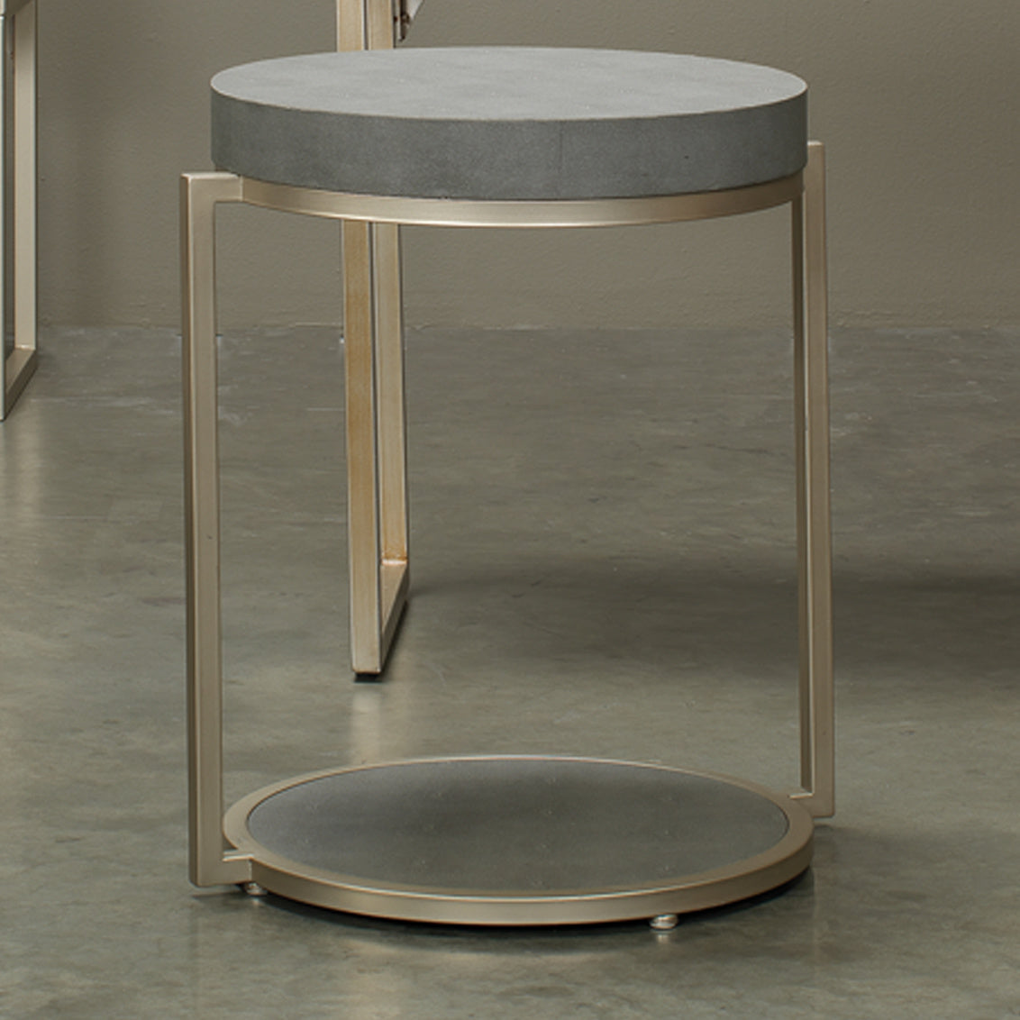 Round Side Table- Grey Faux