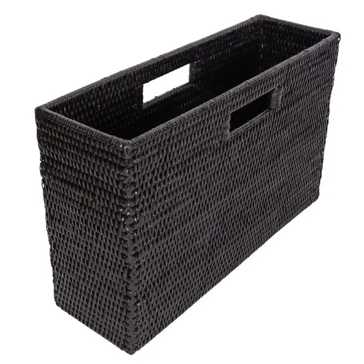 Rattan Magazine Basket-Black
