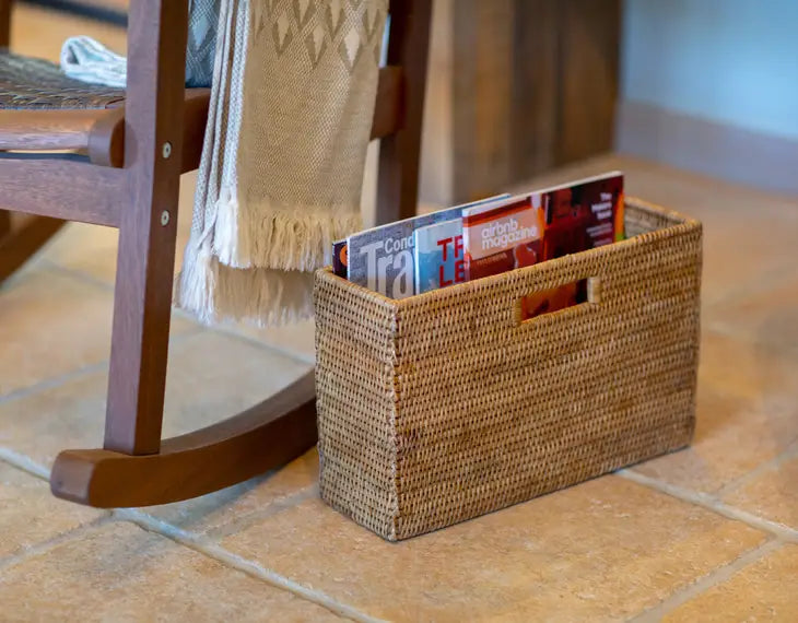 Rattan Magazine Basket- Honey Brown