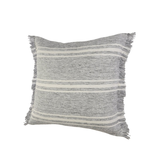 NEW ! Farmhouse Triple Stripe Throw Pillow with Fringe