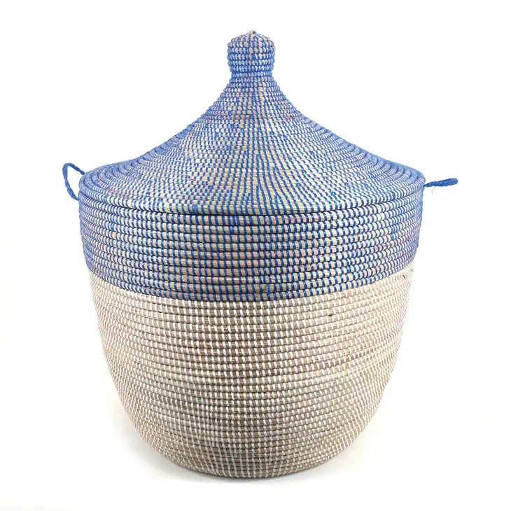 Senegalese Hamper - Two Tone Navy and White Large