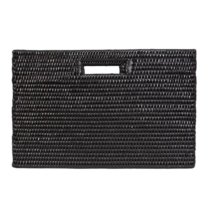 Rattan Magazine Basket-Black