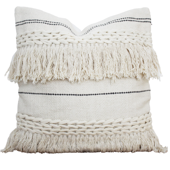 Boho Braided Fringe Pillow