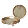 Round Rattan Tray With Nacre Base- Medium